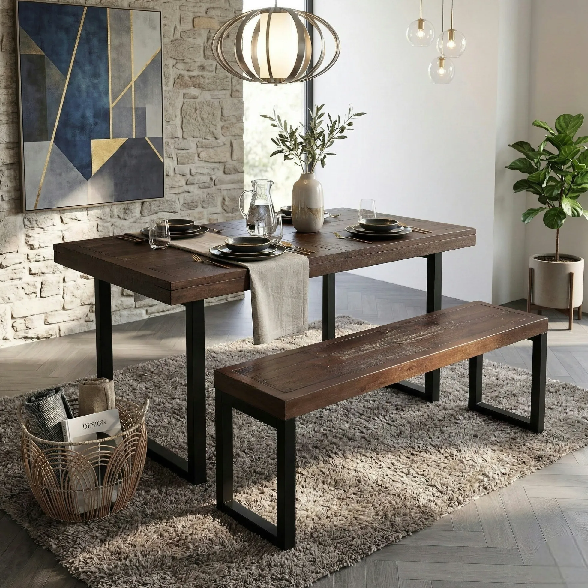 Banc bois brun recyclé 155cm SAMOA