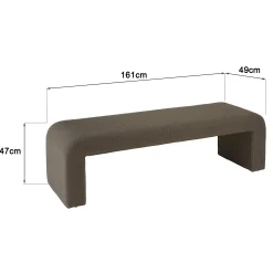 Banc/ Bout de lit en tissu petite bouclette taupe foncé COLOMBUS
