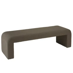 Banc/ Bout de lit en tissu petite bouclette taupe foncé COLOMBUS