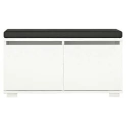 Banc à chaussures blanc assise et 4 niches fermées MARFA