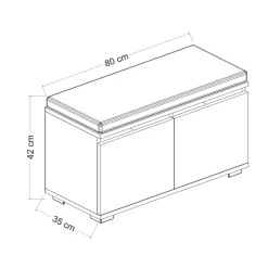 Banc à chaussures blanc assise et 4 niches fermées MARFA
