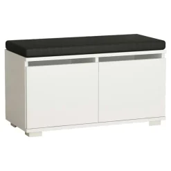 Banc à chaussures blanc assise et 4 niches fermées MARFA