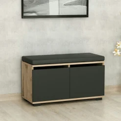 Banc à chaussures 2 portes anthracites et assise MARFA