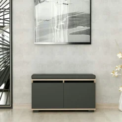 Banc à chaussures 2 portes anthracites et assise MARFA