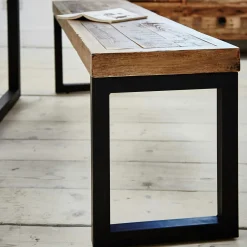 Banc 140 cm bois recyclé pieds métal BRISBANE