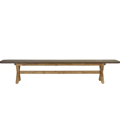 Banc 240 cm effet béton marron pieds en bois d'acacia CALVI