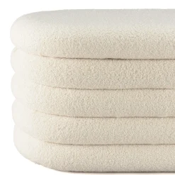 Banc coffre arrondi tissu écru déco cosy COLOMBUS