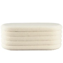 Banc coffre arrondi tissu écru déco cosy COLOMBUS