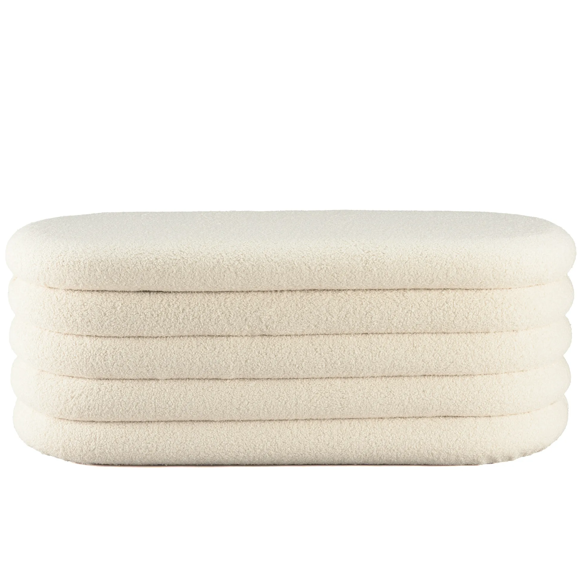 Banc coffre arrondi tissu écru déco cosy COLOMBUS