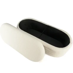 Banc coffre arrondi tissu écru déco cosy COLOMBUS