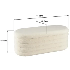 Banc coffre arrondi tissu écru déco cosy COLOMBUS
