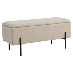 Banc coffre beige en tissu bouclette BRUGES