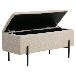 Banc coffre beige en tissu bouclette BRUGES