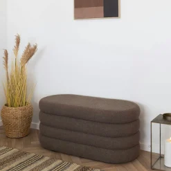 Banc coffre déco en tissu marron bouclette BRUGES