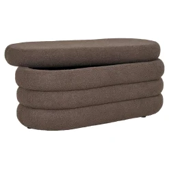 Banc coffre déco en tissu marron bouclette BRUGES