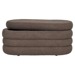 Banc coffre déco en tissu marron bouclette BRUGES