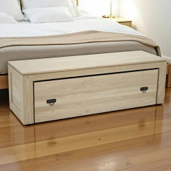 Banc coffre de rangement hévéa 134cm HELENA