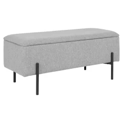 Banc coffre gris clair avec pieds en métal noir BRUGES