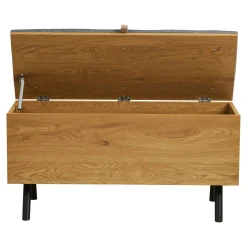 Banc coffre moderne avec assise en tissu gris VARDE