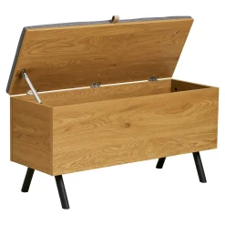 Banc coffre moderne avec assise en tissu gris VARDE