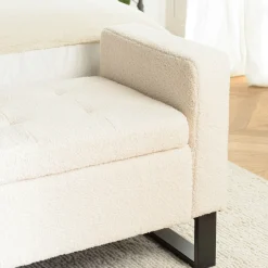 Banc coffre tissu bouclette écru COLOMBUS