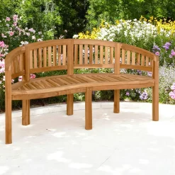 Banc de jardin arrondi en bois de teck 150 cm MENDOZA