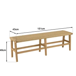 Banc de jardin assise tressée et teck 151 cm SUMMER