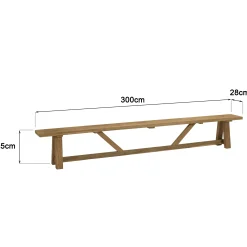 Banc de jardin 300cm en bois de teck recyclé naturel SANTO