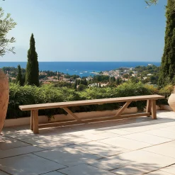 Banc de jardin 300cm en bois de teck recyclé naturel SANTO
