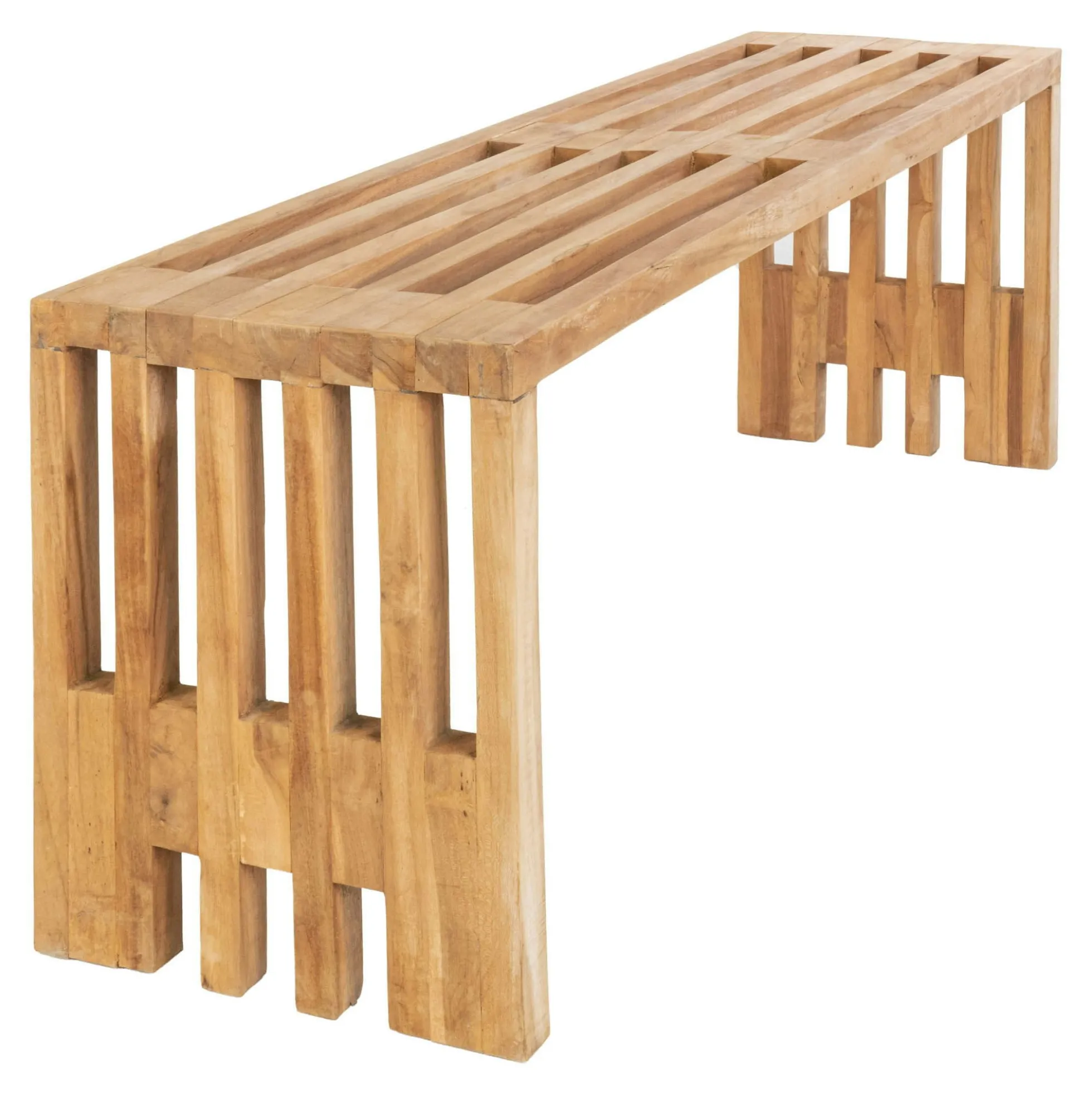 Banc de jardin en bois de teck sans dossier 140 cm MENDOZA