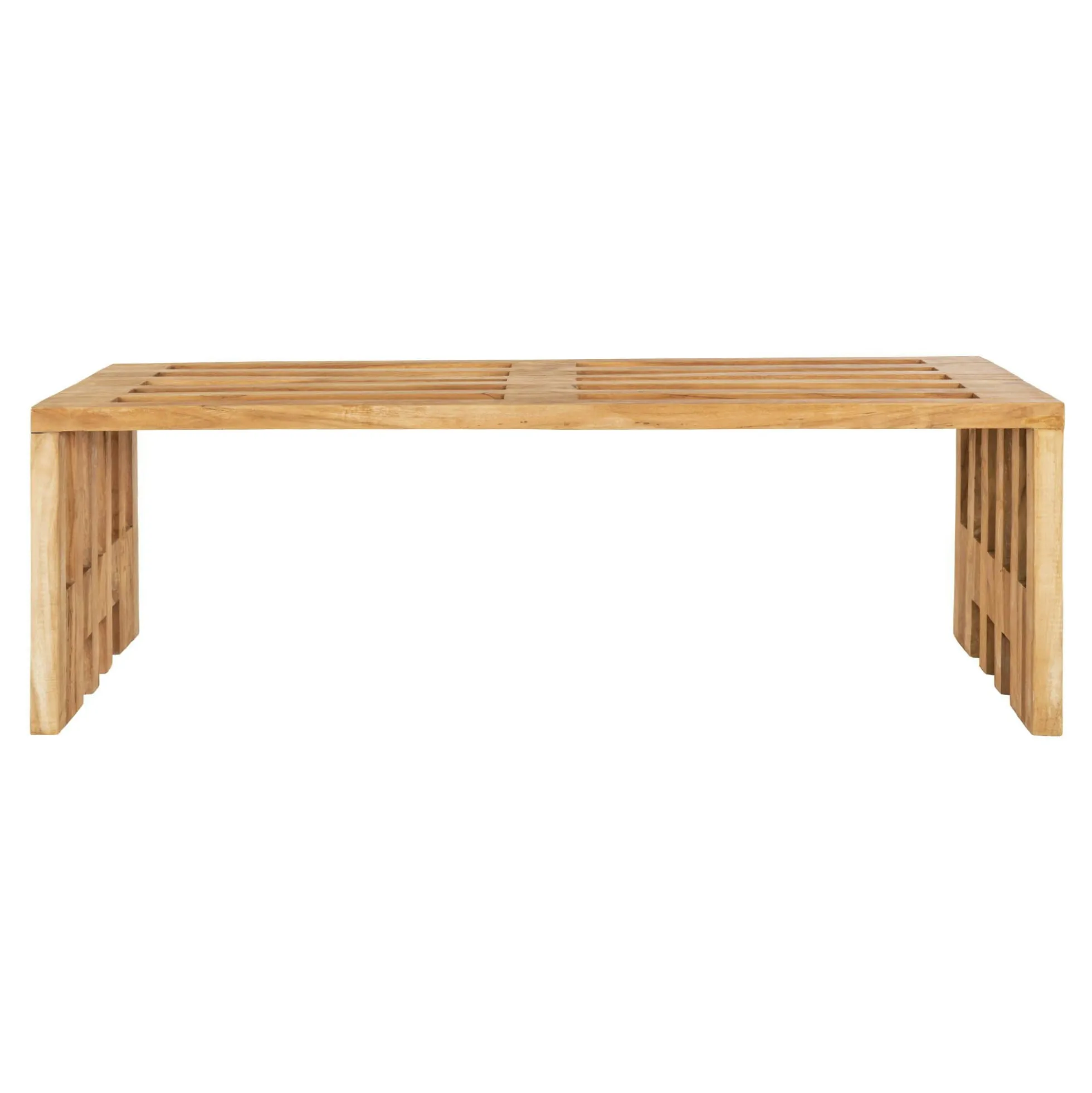 Banc de jardin en bois de teck sans dossier 140 cm MENDOZA