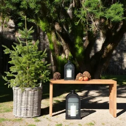 Banc de jardin en bois de teck sans dossier 90 cm MENDOZA