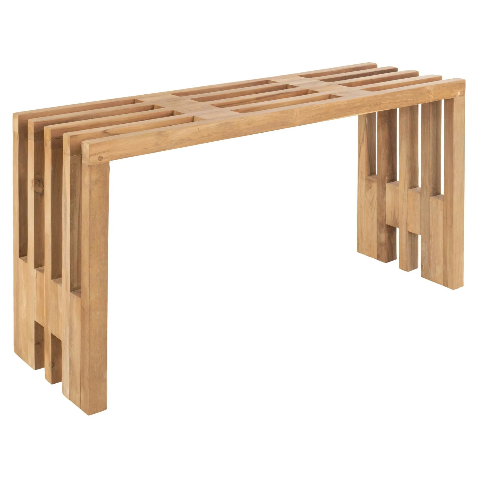 Banc de jardin en bois de teck sans dossier 90 cm MENDOZA