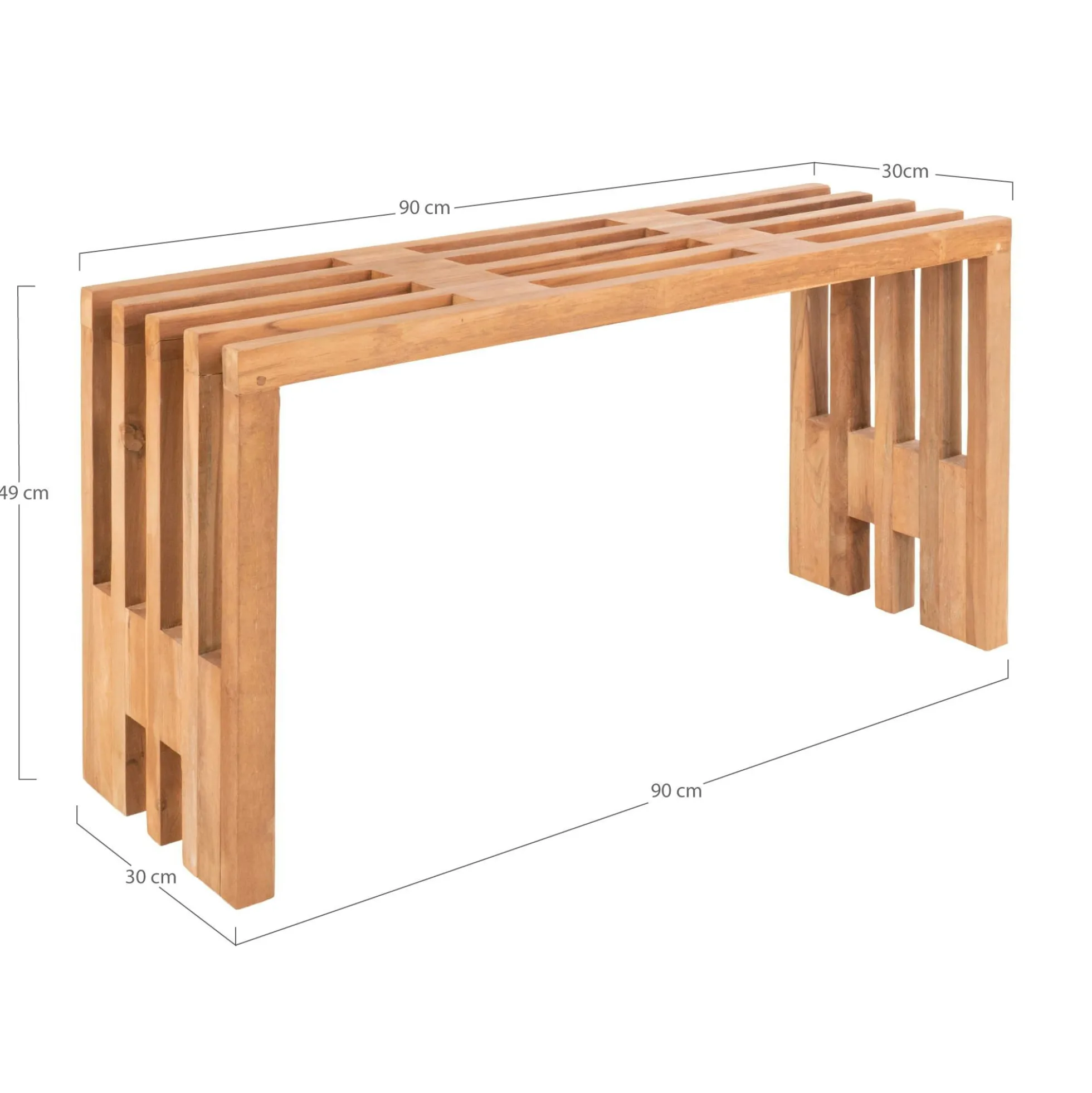 Banc de jardin en bois de teck sans dossier 90 cm MENDOZA