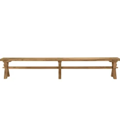 Banc de jardin pieds en croix teck recyclé naturel 270 cm MANY