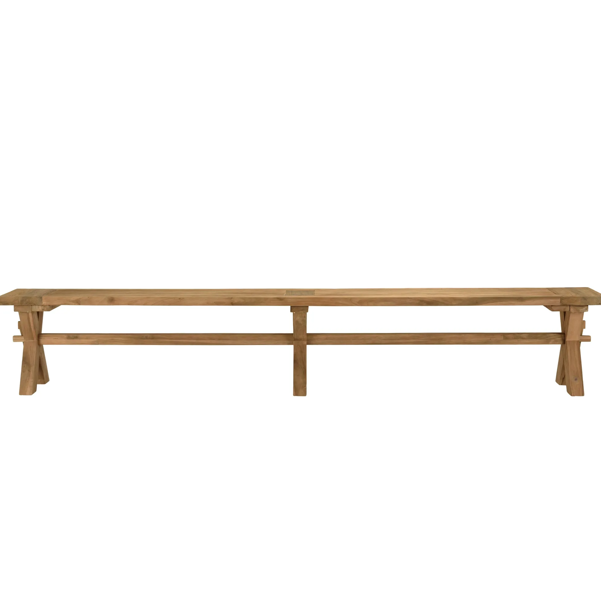 Banc de jardin pieds en croix teck recyclé naturel 270 cm MANY