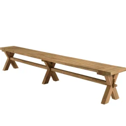 Banc de jardin pieds en croix teck recyclé naturel 270 cm MANY