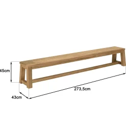 Banc de jardin pieds inclinés teck recyclé 270 cm MANY