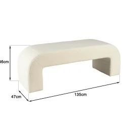 Banc de lit design tissu bouclette écru COLOMBUS