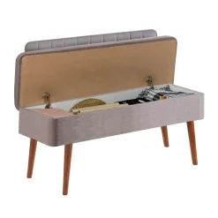 Banc d'entrée avec rangement - tissu gris JENA