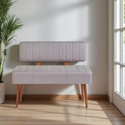 Banc d'entrée avec rangement - tissu gris JENA