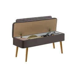 Banc d'entrée avec rangement - tissu anthracite JENA