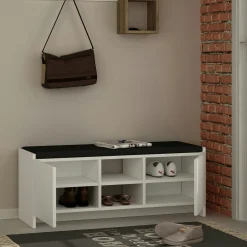 Banc d'entrée blanc avec rangement chaussures MARFA