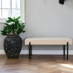 Banc d'entrée blanc en bouclette, style moderne BRUGES