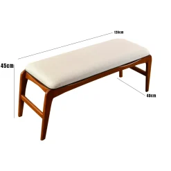 Banc d'entrée en bois et tissu - assise lin, 120 cm DILI