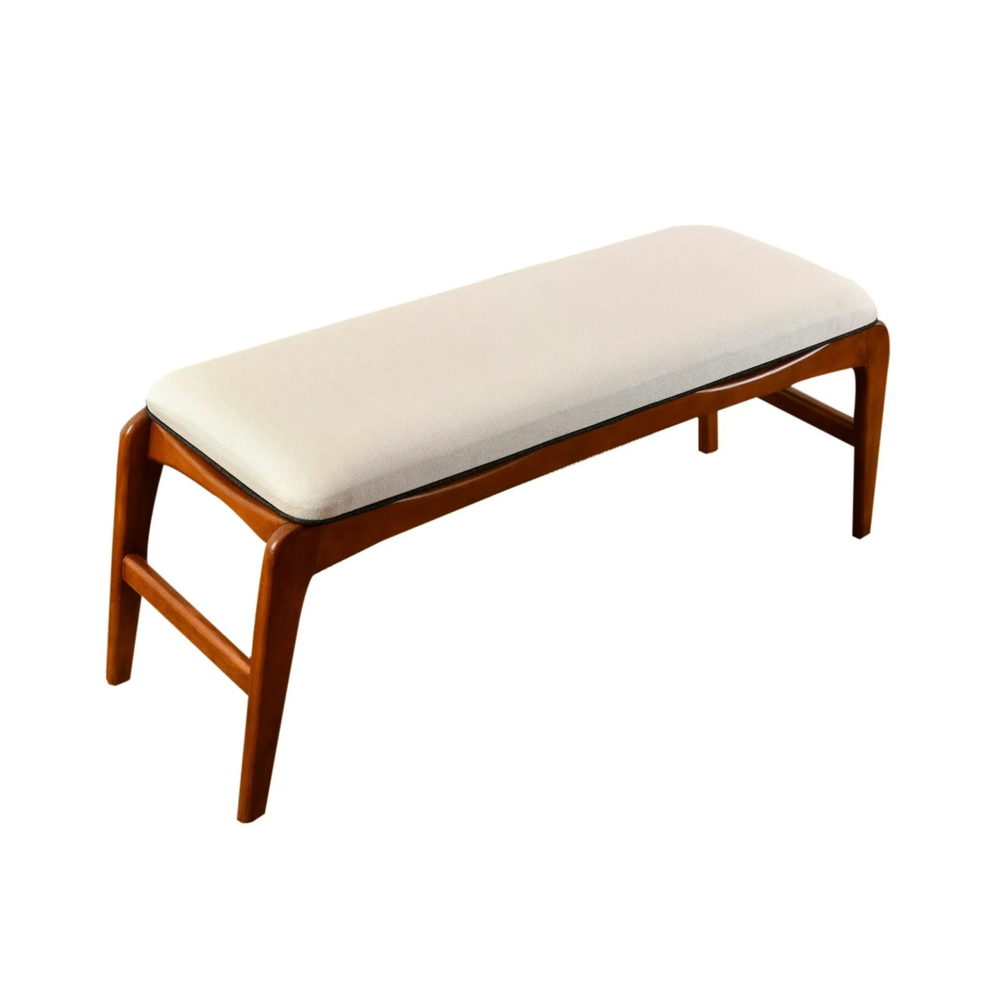 Banc d'entrée en bois et tissu - assise lin, 120 cm DILI