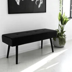 Banc d'entrée en velours noir BRUGES