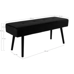 Banc d'entrée en velours noir BRUGES
