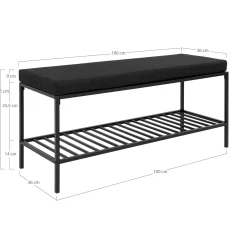 Banc d'entrée noir avec rangement chaussures VARDE