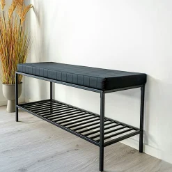 Banc d'entrée noir avec rangement chaussures VARDE
